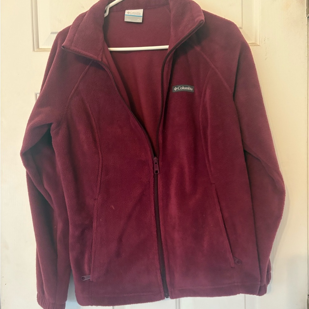 Columbia Maroon Fleece Zip Up Jacket
